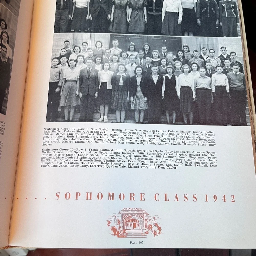 1942 Tom Tom Hoghschool  Yearbook Vintage Cream Yearbook